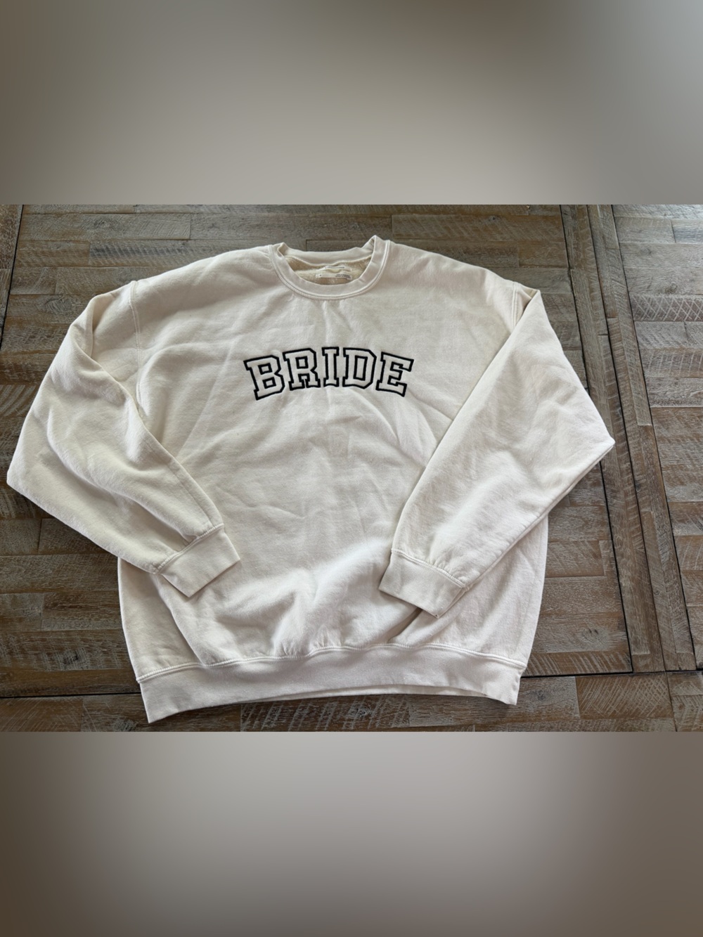 Anthropologie Cream 'BRIDE' Crewneck Sweatshirt